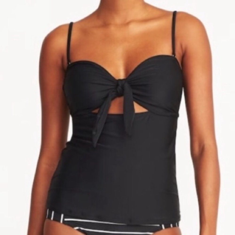 OLD NAVY — Black Swim Top Tankini — Tie-Front
